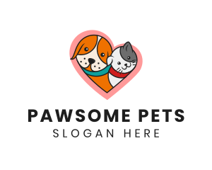 Pet - Cute Pet Heart logo design