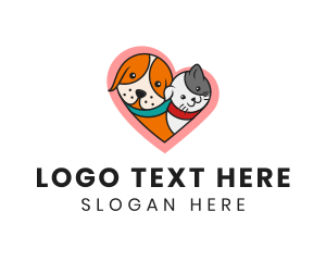 Cat - Cute Pet Heart logo design