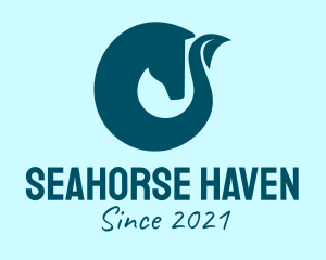 Seahorse - Teal Leaf Horse logo design