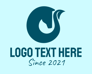 Ocean Animal - Teal Leaf Horse logo design