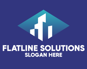 Flat - Blue Buildings Glare logo design