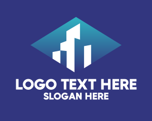 Flat - Blue Buildings Glare logo design