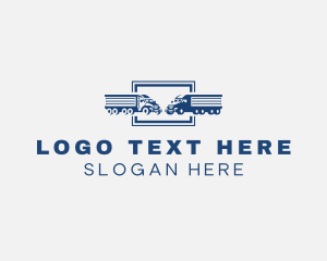 Door To Door - Trailer Truck Logistics logo design