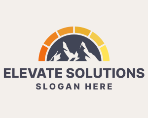 Level - Solar Power Mountain logo design