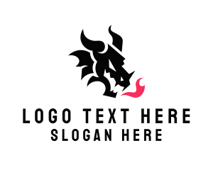 Dragon - Fire Dragon Horns logo design