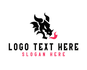 Dragon - Fire Dragon Horns logo design