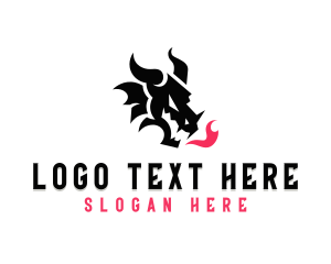 Mascot - Fire Dragon Horns logo design