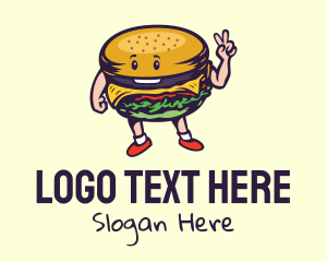 Burger - Peace Burger Cartoon logo design
