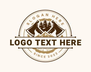 Woodcutting - Woodcutting Axe Lumberjack logo design