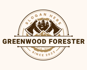 Woodcutting Axe Lumberjack logo design