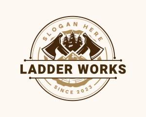 Woodcutting Axe Lumberjack logo design