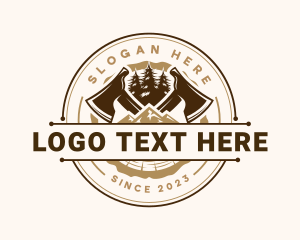 Log - Woodcutting Axe Lumberjack logo design