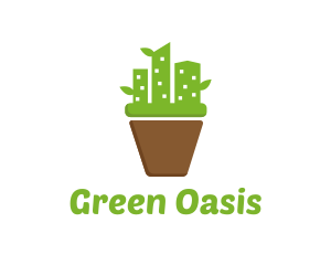 Succulent - Cactus City Pot logo design