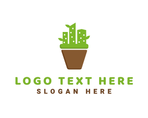 Pot - Cactus Building Pot logo design