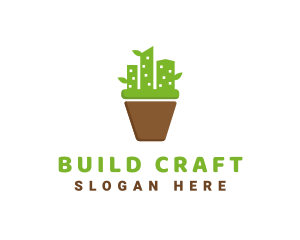 Cactus Building Pot logo design