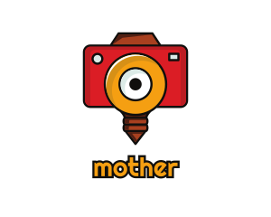 Lens - Camera Flash Bulb logo design