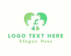 St Patrick Day - Clover Heart Letter logo design