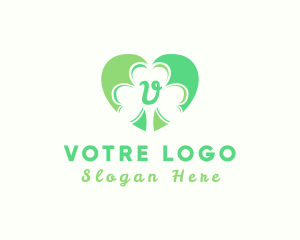 Green Heart - Clover Heart Letter logo design