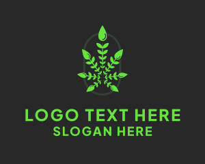 Water Drop - Plant Weed Cannabis logo design