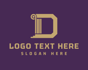 Pillar - Golden Letter D logo design
