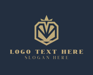 Gold - Crown Shield Letter M logo design