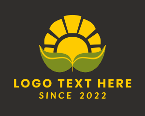 Organic - Sun Farming Leaf logo design