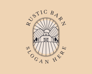 Farming Barn Mountains logo design