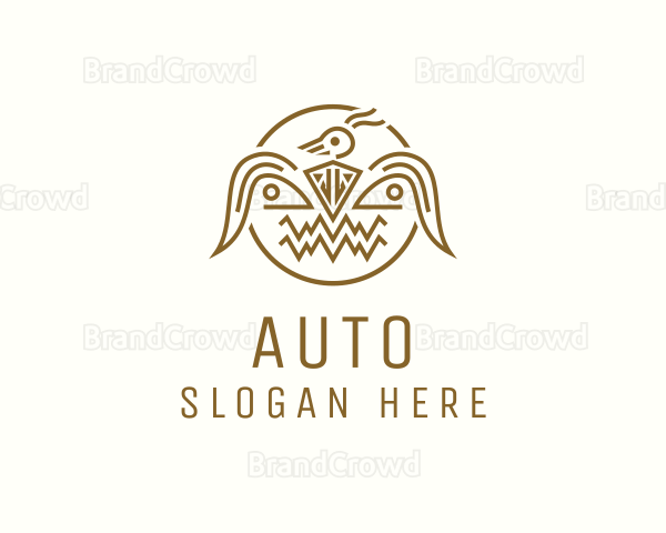 Golden Aztec Bird Badge Logo