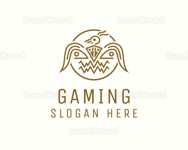 Golden Aztec Bird Badge Logo