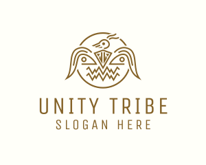Tribe - Golden Aztec Bird Badge logo design