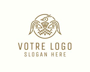 Civilization - Golden Aztec Bird Badge logo design