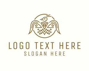 Primitive - Golden Aztec Bird Badge logo design