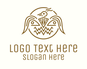 Indigenous - Golden Aztec Bird Badge logo design