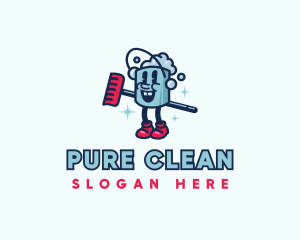 Cleaning Bucket Mop logo design