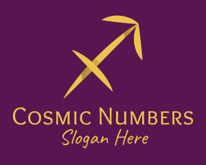 Numerology - Gold Sagittarius Horoscope Symbol logo design