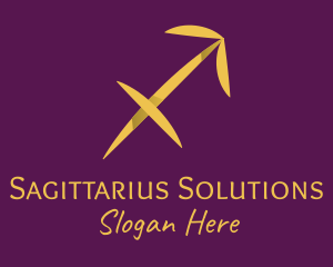 Sagittarius - Gold Sagittarius Horoscope Symbol logo design