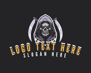 Scythe - Skull Gamer Scythe logo design