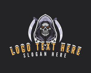 Spooky - Skull Gamer Scythe logo design