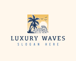 Wave Sunset Beach logo design