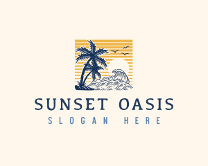 Wave Sunset Beach logo design