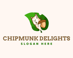 Chipmunk - Squirrel Nut Leaf logo design