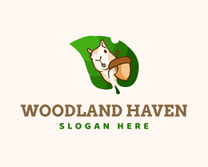 Woodland - Squirrel Nut Leaf logo design