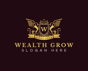 Crown Griffin Wings logo design