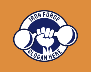 Heavy - Dumbbell Fitness Badge logo design