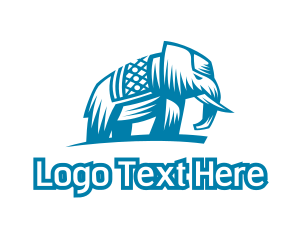 Trunk - Blue Indian Elephant logo design