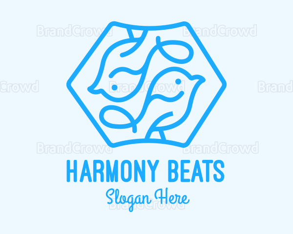 Blue Symmetrical Bird Logo