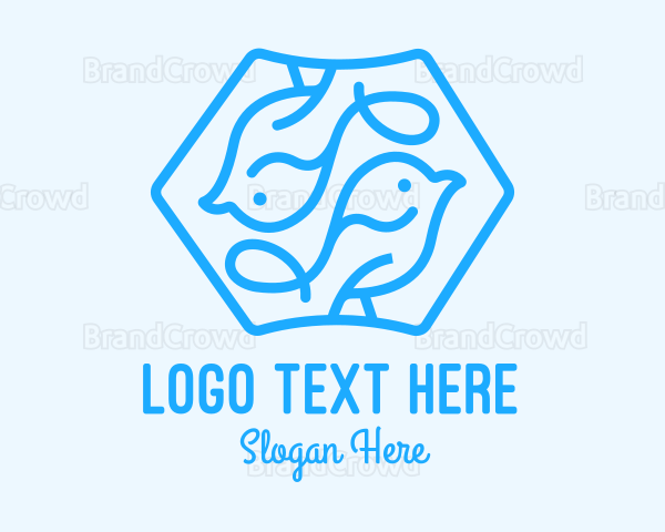 Blue Symmetrical Bird Logo