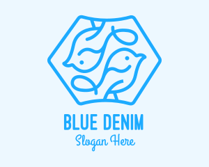 Blue Symmetrical Bird logo design