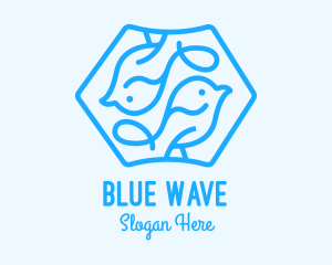 Blue - Blue Symmetrical Bird logo design