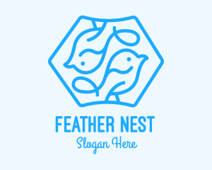 Blue Symmetrical Bird logo design